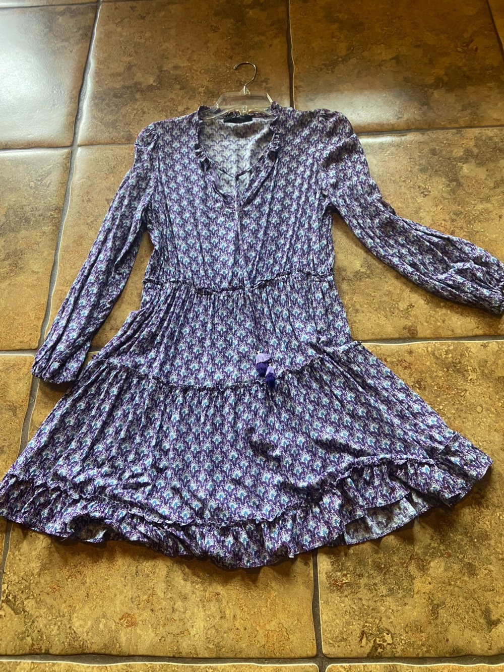 OPT Anthropologie tiered ling sleeve mini dress Large